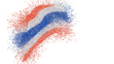 Thailand, vector 3d flag with a splash of paint dots, explosion of colored dotsのイラスト素材
