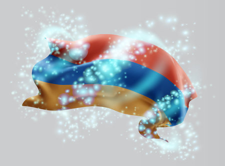 Armenia, vector 3d flag in whirlwind of magical radianceのイラスト素材