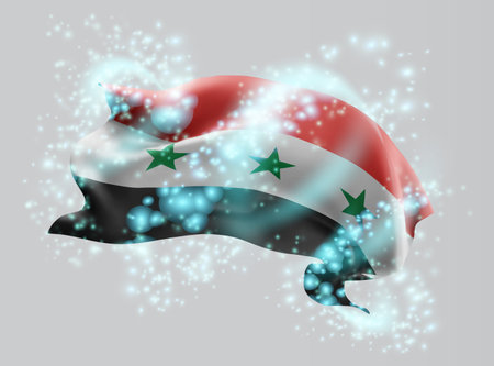 Syria, vector 3d flag in whirlwind of magical radianceのイラスト素材