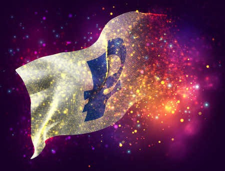 Ruble, vector 3d flag with a splash of paint dots, explosion of colored dotsのイラスト素材