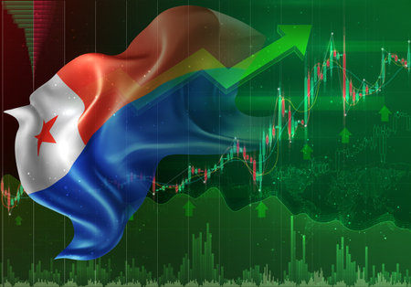 Chile, vector 3d flag financial exchange trend upのイラスト素材