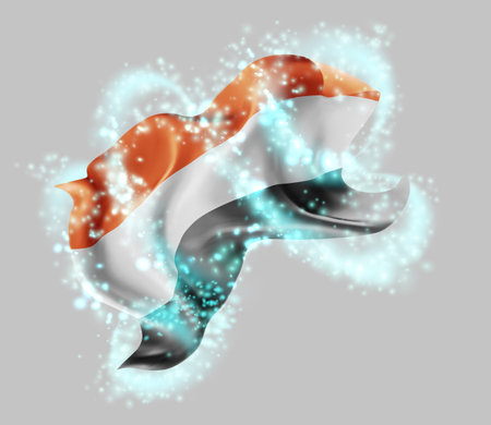 Yemen, vector 3d flag in whirlwind of magical radianceのイラスト素材