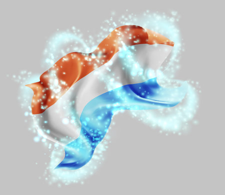 Luxembourg, vector 3d flag in whirlwind of magical radianceのイラスト素材