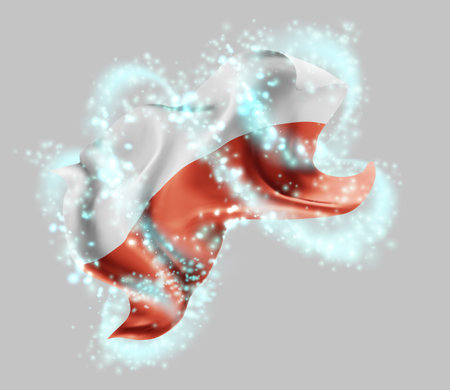 Poland, vector 3d flag in whirlwind of magical radianceのイラスト素材