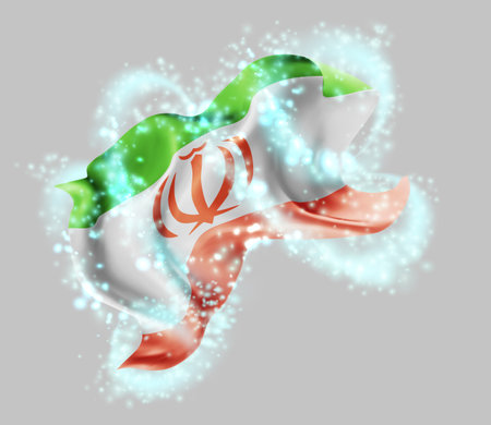 Iran, vector 3d flag in whirlwind of magical radianceのイラスト素材