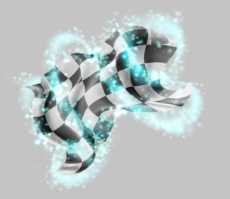Finish, vector 3d flag in whirlwind of magical radianceのイラスト素材