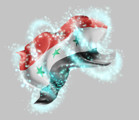 Syria, vector 3d flag in whirlwind of magical radianceのイラスト素材