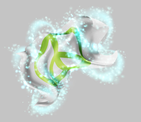 Peace, vector 3d flag in whirlwind of magical radianceのイラスト素材