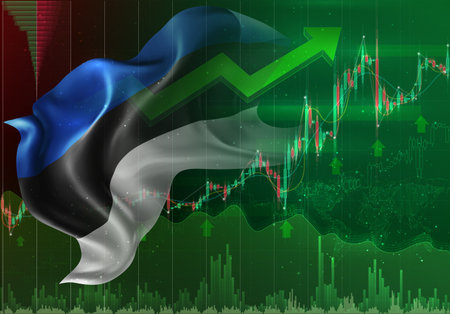 Estonia, vector 3d flag financial exchange trend upのイラスト素材