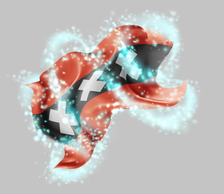 Amsterdam, vector 3d flag in whirlwind of magical radianceのイラスト素材