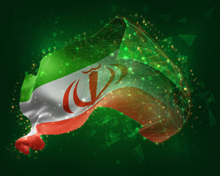 Iran, vector 3d flag on green backgroundのイラスト素材
