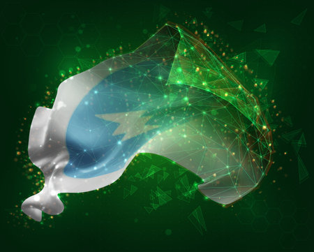 Electroneum, vector 3d flag on green backgroundのイラスト素材