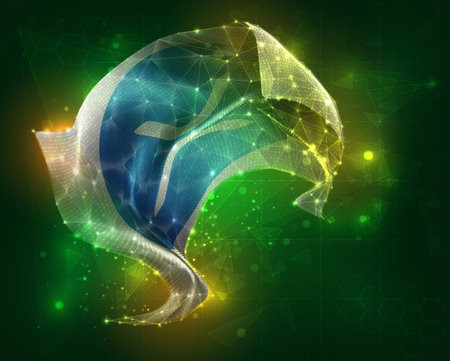 XRP, vector 3d flag virtual triangular polygons on a color backgroundのイラスト素材