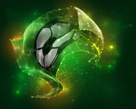 Football, vector 3d flag virtual triangular polygons on a color backgroundのイラスト素材