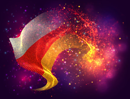 South Ossetia, vector 3d flag with a splash of paint dots, explosion of colored dotsのイラスト素材