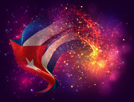 Cuba, vector 3d flag with a splash of paint dots, explosion of colored dotsのイラスト素材