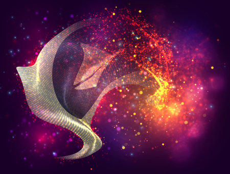 Ethereum, vector 3d flag with a splash of paint dots, explosion of colored dotsのイラスト素材