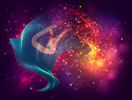 Ton, vector 3d flag with a splash of paint dots, explosion of colored dotsのイラスト素材