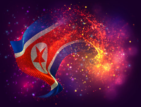 Korea, vector 3d flag with a splash of paint dots, explosion of colored dotsのイラスト素材