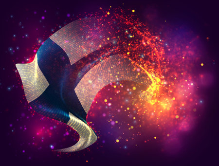 Finland, vector 3d flag with a splash of paint dots, explosion of colored dotsのイラスト素材