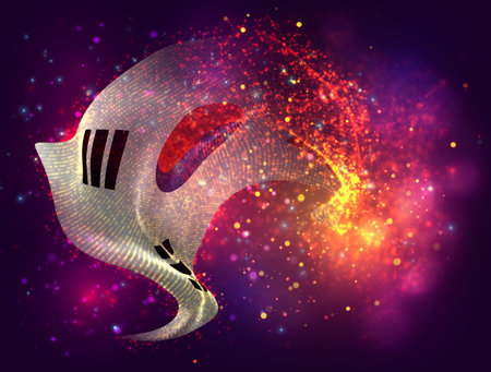 Korea, vector 3d flag with a splash of paint dots, explosion of colored dotsのイラスト素材