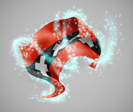 Amsterdam, vector 3d flag in whirlwind of magical radianceのイラスト素材