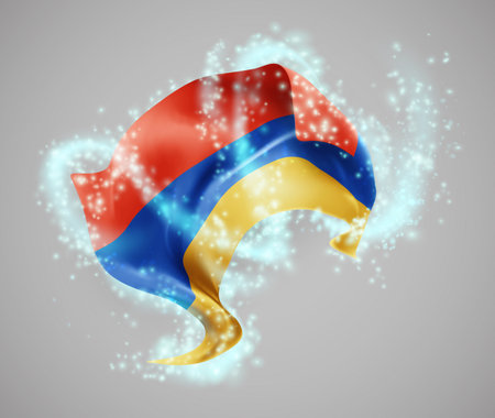 Armenia, vector 3d flag in whirlwind of magical radianceのイラスト素材