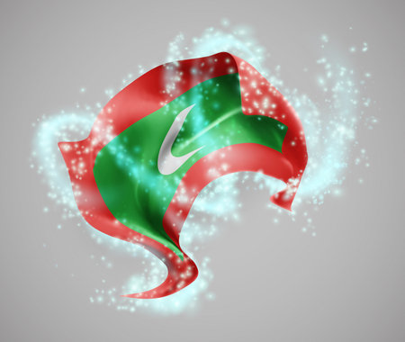 Maldives, vector 3d flag in whirlwind of magical radianceのイラスト素材