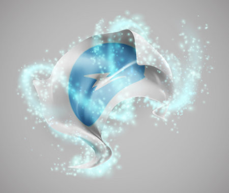 Electroneum, vector 3d flag in whirlwind of magical radianceのイラスト素材