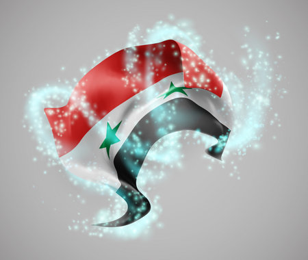 Syria, vector 3d flag in whirlwind of magical radianceのイラスト素材