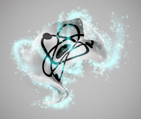 atom, vector 3d flag in whirlwind of magical radianceのイラスト素材