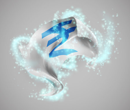 Rupee, vector 3d flag in whirlwind of magical radianceのイラスト素材