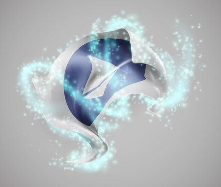 Ethereum, vector 3d flag in whirlwind of magical radianceのイラスト素材