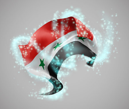 Syria, vector 3d flag in whirlwind of magical radianceのイラスト素材