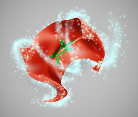 Morocco, vector 3d flag in whirlwind of magical radianceのイラスト素材