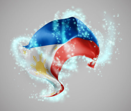 Philippines, vector 3d flag in whirlwind of magical radianceのイラスト素材