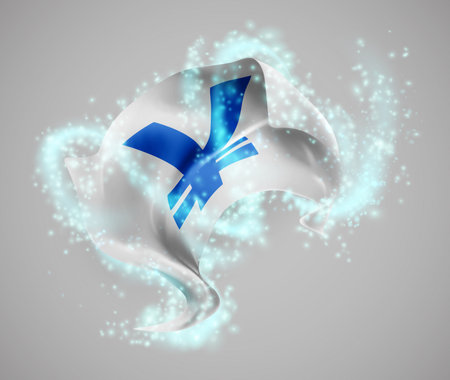 Yen, vector 3d flag in whirlwind of magical radianceのイラスト素材