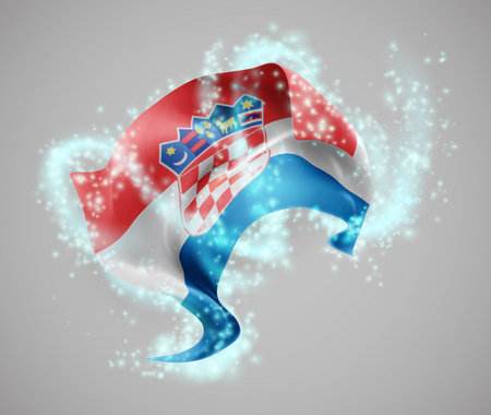 Croatia, vector 3d flag in whirlwind of magical radianceのイラスト素材