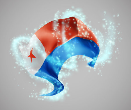 Chile, vector 3d flag in whirlwind of magical radianceのイラスト素材