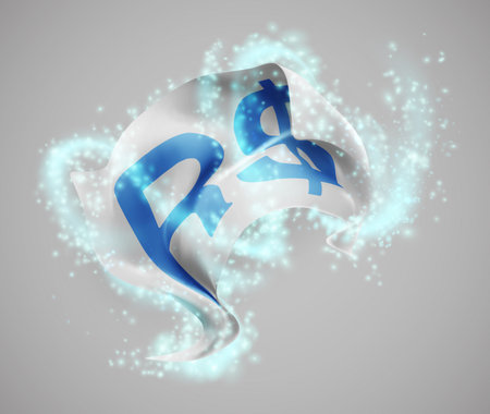 Real, vector 3d flag in whirlwind of magical radianceのイラスト素材