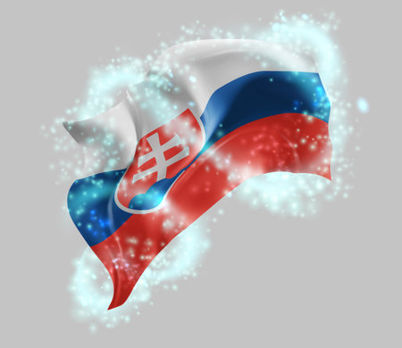 Slovakia, vector 3d flag in whirlwind of magical radianceのイラスト素材