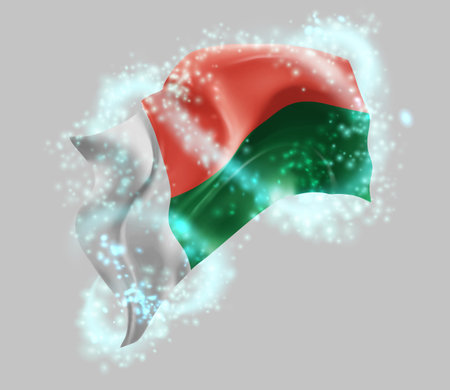 Madagascar, vector 3d flag in whirlwind of magical radianceのイラスト素材