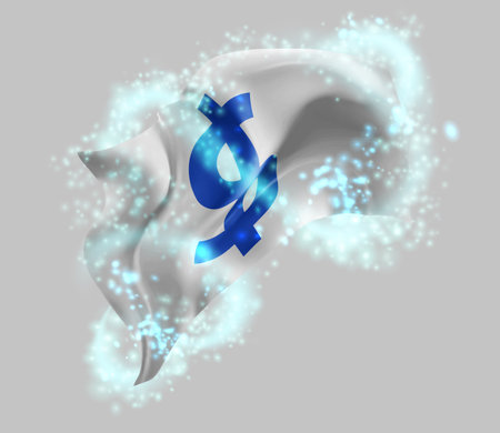Dollar, vector 3d flag in whirlwind of magical radianceのイラスト素材
