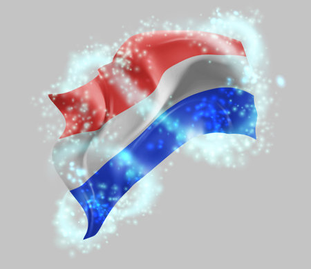 Netherlands, vector 3d flag in whirlwind of magical radianceのイラスト素材