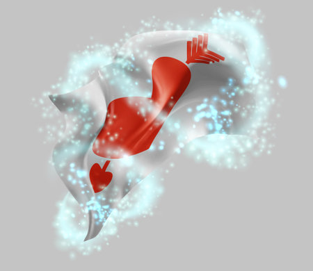 Love, vector 3d flag in whirlwind of magical radianceのイラスト素材