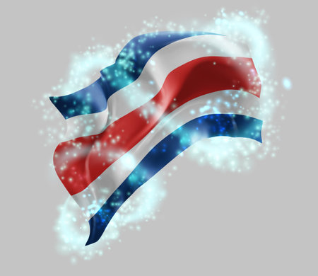 Costa Rica,vector 3d flag in whirlwind of magical radianceのイラスト素材