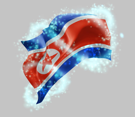 Korea, vector 3d flag in whirlwind of magical radianceのイラスト素材