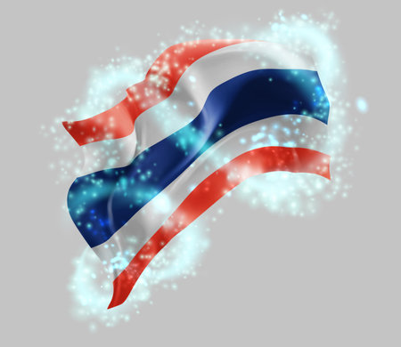 Thailand, vector 3d flag in whirlwind of magical radianceのイラスト素材