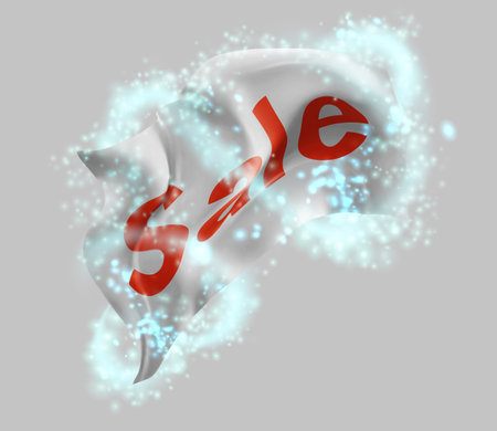 percent, sale, vector 3d flag in whirlwind of magical radianceのイラスト素材