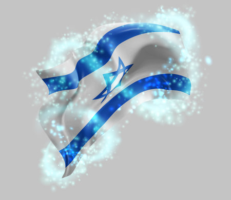Israel, vector 3d flag in whirlwind of magical radianceのイラスト素材